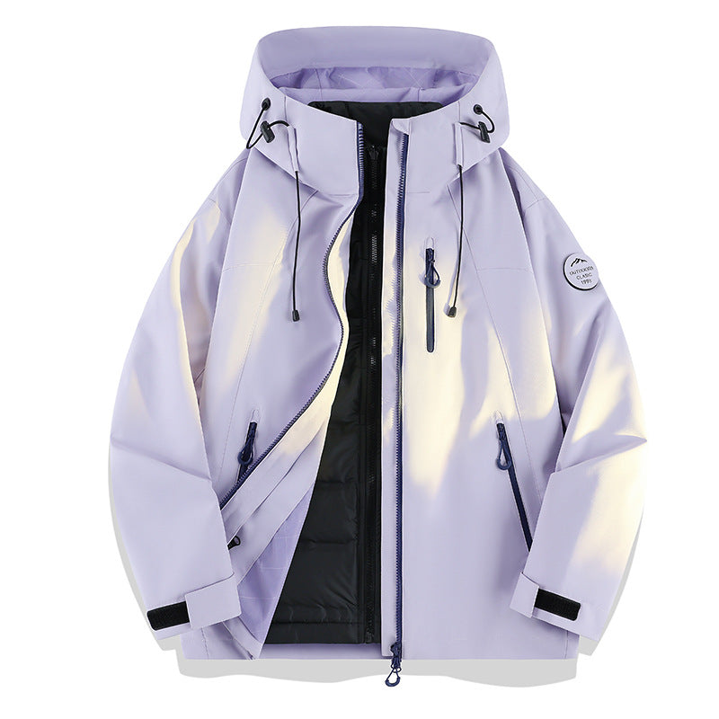 Damen Leichte wasserdichte Kapuzenjacke mit Teddy‑Charm und verdeckten Reißverschlusstaschen Nord Taschen