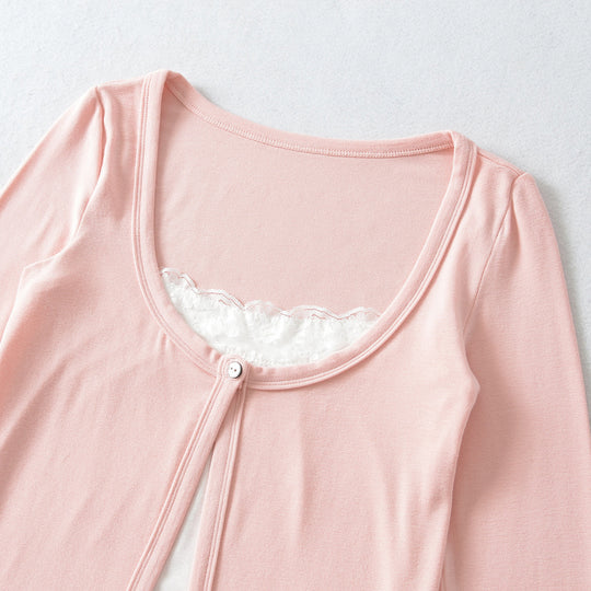 Damen Lagen-Cardigan mit integriertem Spitzen‑Cami und einreihigem Knopfverschluss Nord Taschen