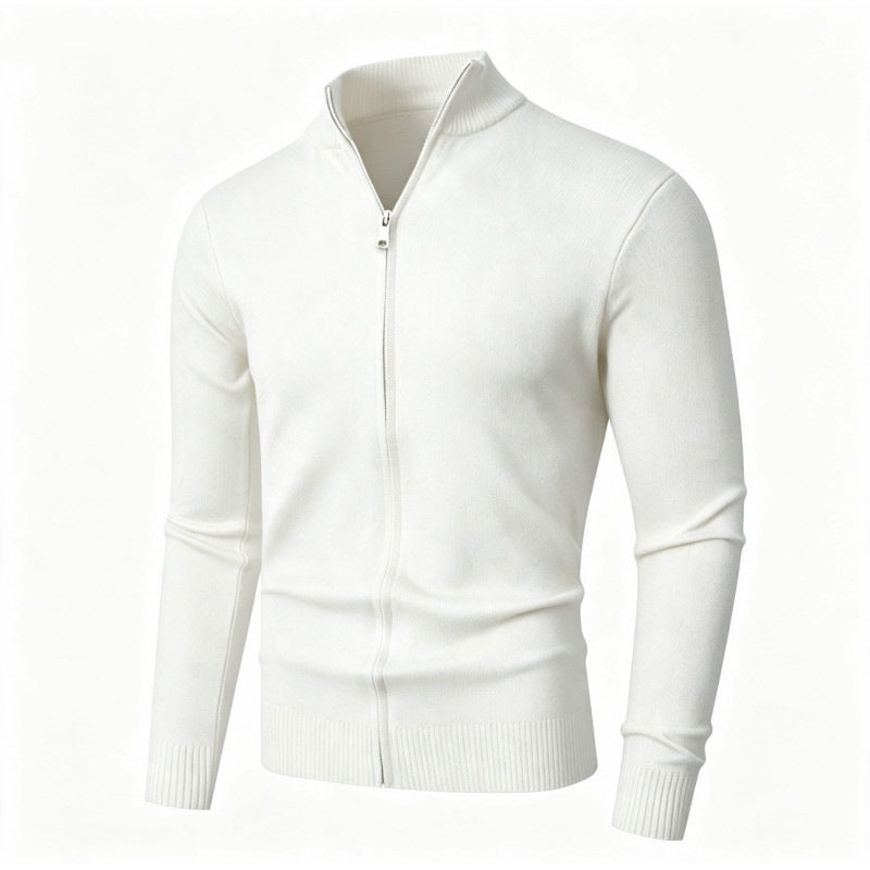 Herren Slim-Fit Feinstrick-Cardigan mit Zweifach-Reißverschluss und Stehkragen Nord Taschen