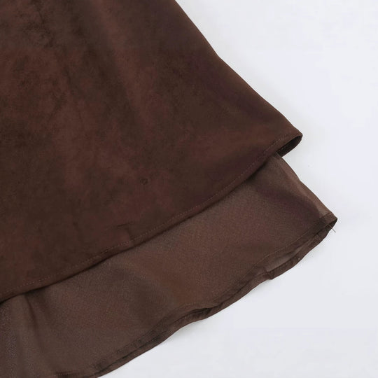 Damen A‑Linien Midirock mit Veloursoptik und Chiffon‑Volant Nord Taschen
