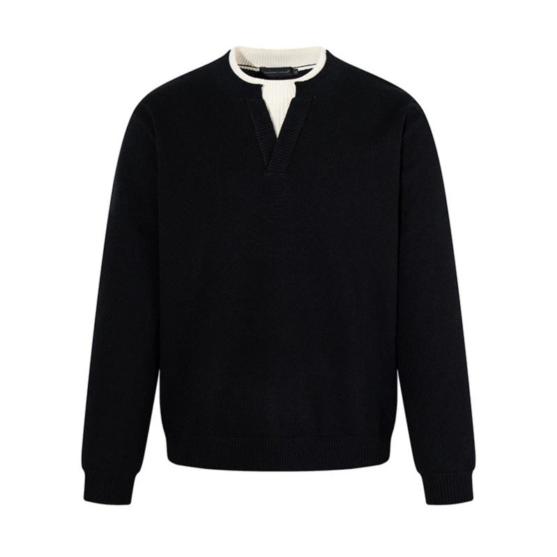 Herren Feinstrick-Pullover mit V‑Schlitzkragen und Rippabschluss Nord Taschen