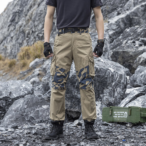 Herren Robust‑Tactical Cargohose mit Camouflage‑Kniepaneelen, Elastischem Saum und Utility‑Taschen Nord Taschen