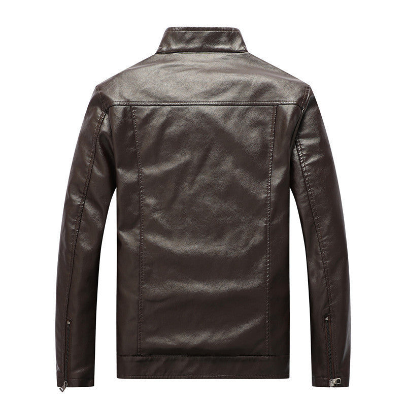 Herren schlanker Kunstleder‑Fieldblouson mit Stehkragen, Brustpattentaschen und Reißverschluss Nord Taschen