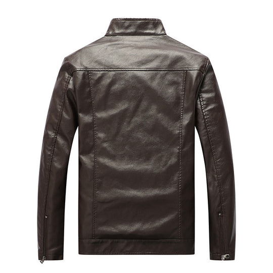Herren schlanker Kunstleder‑Fieldblouson mit Stehkragen, Brustpattentaschen und Reißverschluss Nord Taschen
