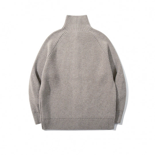Herren grobgestrickter Knopfcardigan mit hohem Rollkragen und Raglanärmeln Nord Taschen