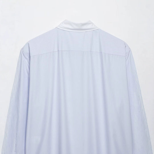 Damen Oversized Hemdbluse mit Kontrastkragen und dekorativen Knotenverschlüssen Nord Taschen