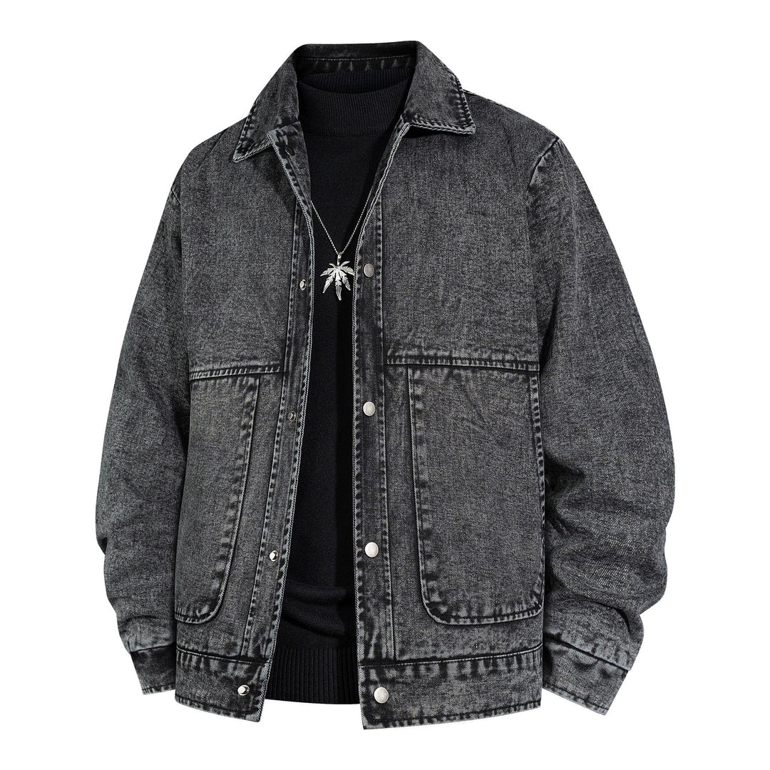 Herren Oversized Jeansjacke mit Stonewash-Effekt und aufgesetzten Taschen Nord Taschen