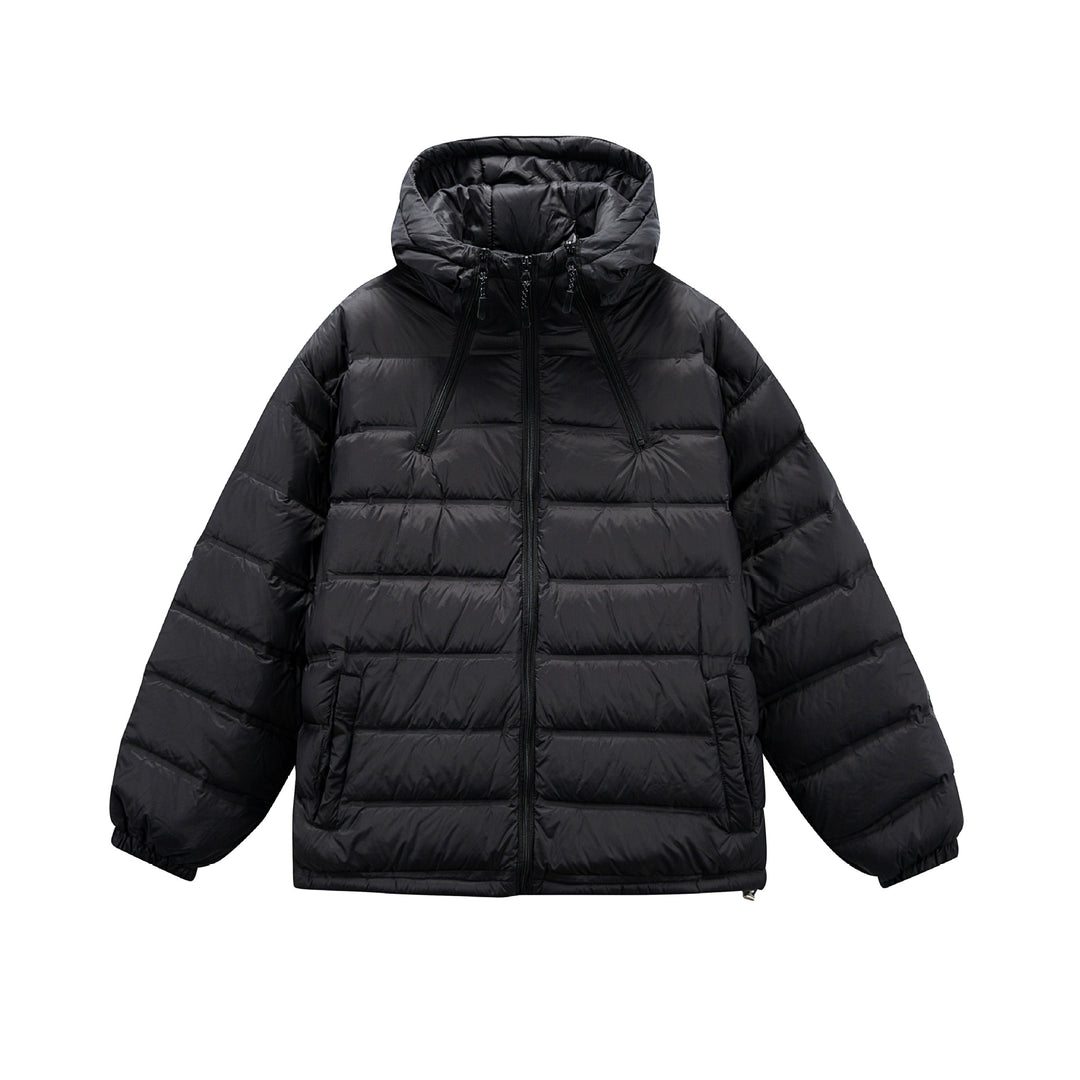 Herren Boxy-Pufferjacke mit hoher Stehkapuze, doppeltem Frontreißverschluss und Tunnelzug Nord Taschen