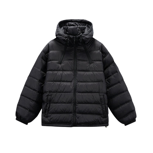 Herren Boxy-Pufferjacke mit hoher Stehkapuze, doppeltem Frontreißverschluss und Tunnelzug Nord Taschen