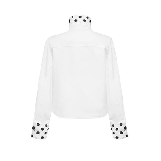 Damen Kurze Double-Breasted Jacke mit Stehkragen und Polka‑Dot-Futter Nord Taschen