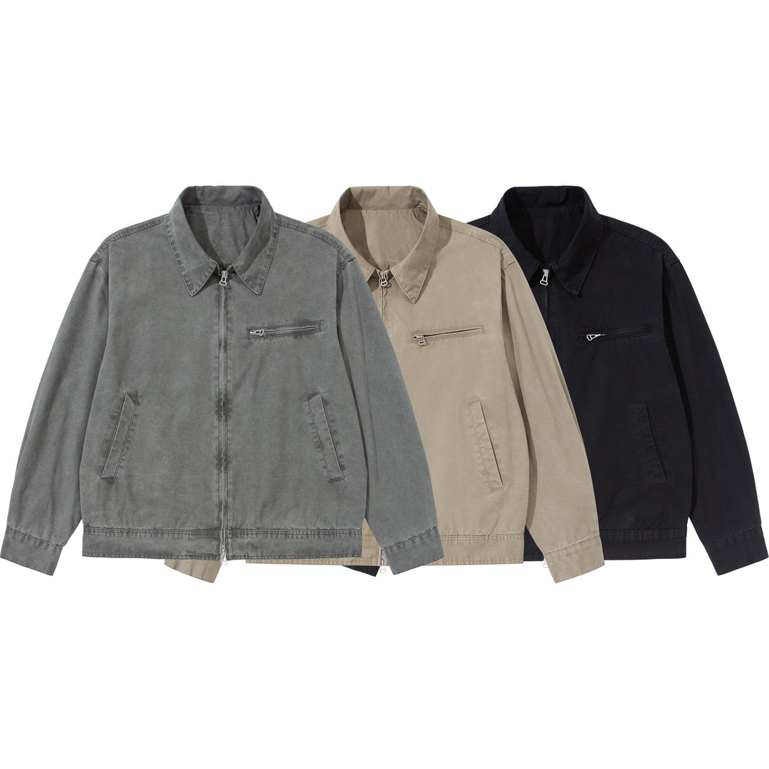 Herren Kurzblouson im Vintage‑Washed Canvas mit Zwei‑Wege‑Reißverschluss Nord Taschen