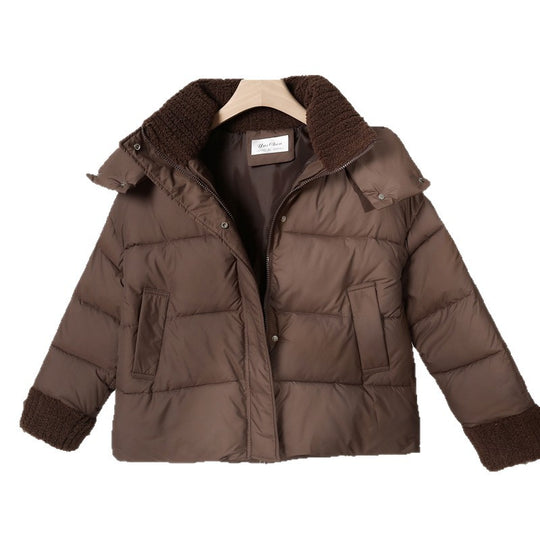 Damen nan wattierte Kurzjacke im Boxy-Schnitt mit Sherpa-Kragen und verstellbarem Tunnelzugsaum Nord Taschen