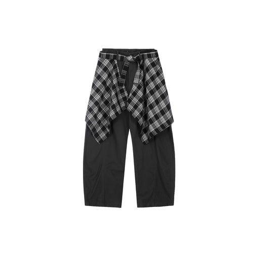 Damen Modische Harem-Hose mit kariertem Überwurf Nord Taschen