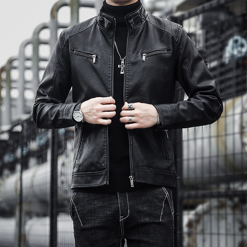 Herren Stilvolle Kunstlederjacke Nord Taschen