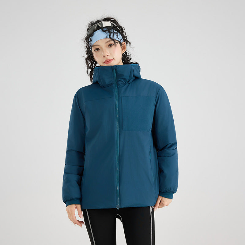 Damen Isolierte Outdoor-Steppjacke mit Kapuze, Brustpasse und elastischen Bündchen Nord Taschen