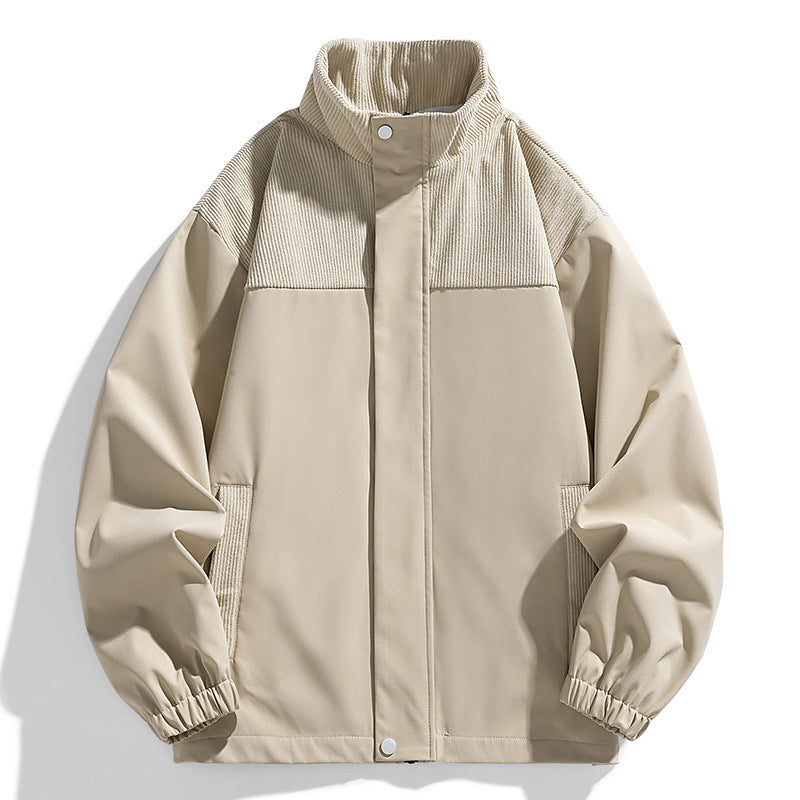 Damen Oversize-Übergangsjacke mit Cordbesatz und Stehkragen Nord Taschen