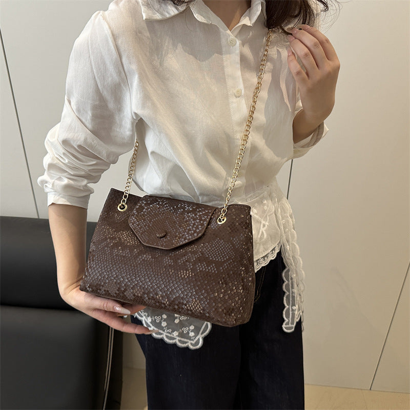 Damen elegante Umhängetasche mit schimmerndem Schlangenprägung Nord Taschen