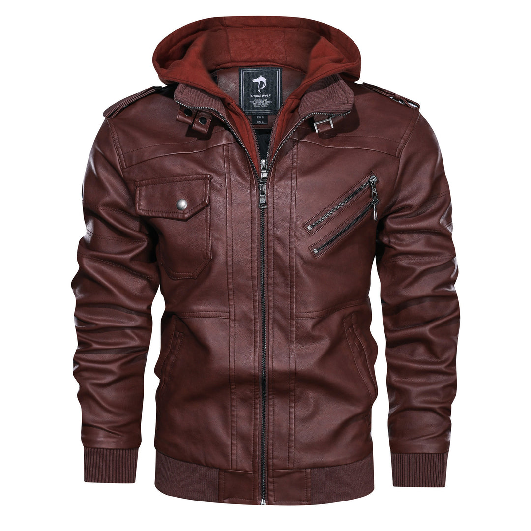 Herren Piloten-Blouson aus Kunstleder mit integriertem Kapuzen-Inlay und Zipper-Details Nord Taschen