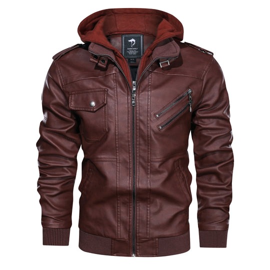 Herren Piloten-Blouson aus Kunstleder mit integriertem Kapuzen-Inlay und Zipper-Details Nord Taschen