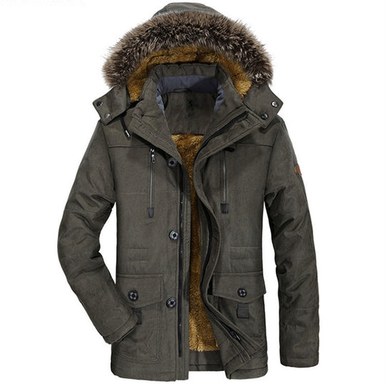 Herren Thermo-Canvasparka mit Kunstfellkapuze und Teddyfleece-Innenfutter Nord Taschen