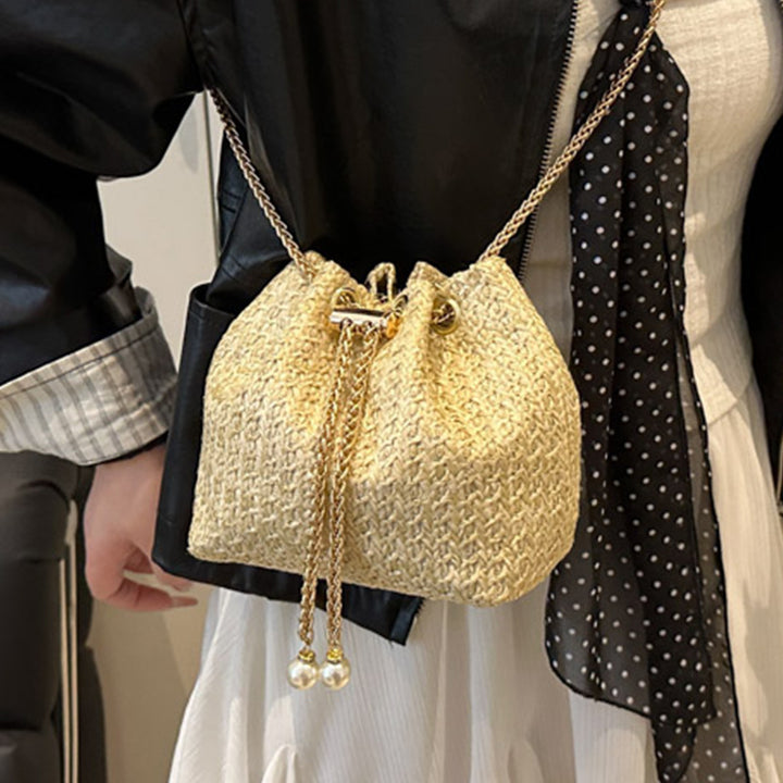Damen Beuteltasche mit elegantem Kordelzug und luxuriösem Kettenhenkel Nord Taschen