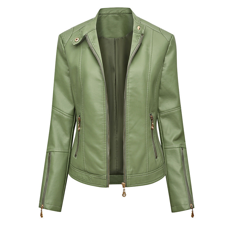 Damen Asymmetrische Bikerjacke aus Kunstleder mit Nietenbesatz und tailliertem Schnitt Nord Taschen