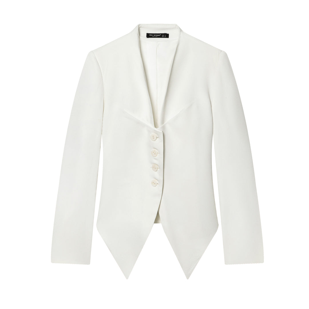 Damen taillierter Blazer mit spitzem Schößchen und tiefem V-Ausschnitt Nord Taschen