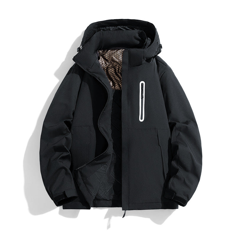 Herren wasserabweisende gesteppte Winterjacke mit Kapuze, thermischer Isolierung und reflektierender Brusttasche Nord Taschen