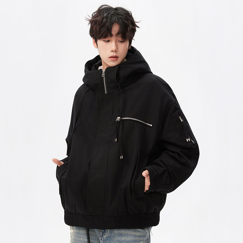 Herren Utility-Kapuzenjacke mit Reißverschluss, multifunktionalen Taschen und elastischem Saum Nord Taschen