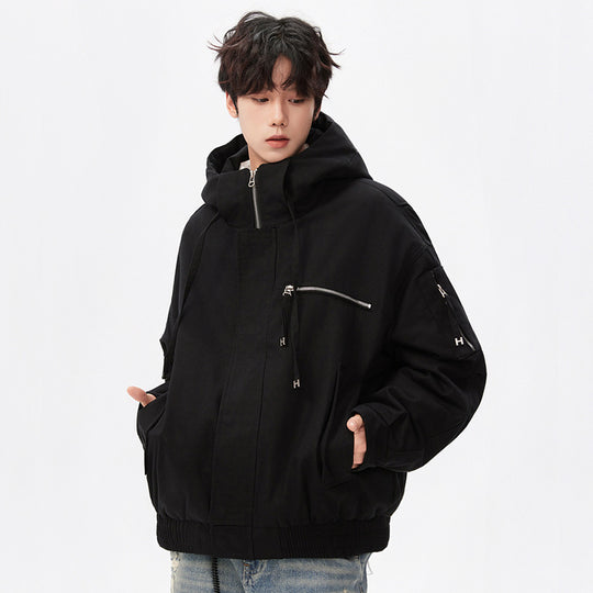 Herren Utility-Kapuzenjacke mit Reißverschluss, multifunktionalen Taschen und elastischem Saum Nord Taschen