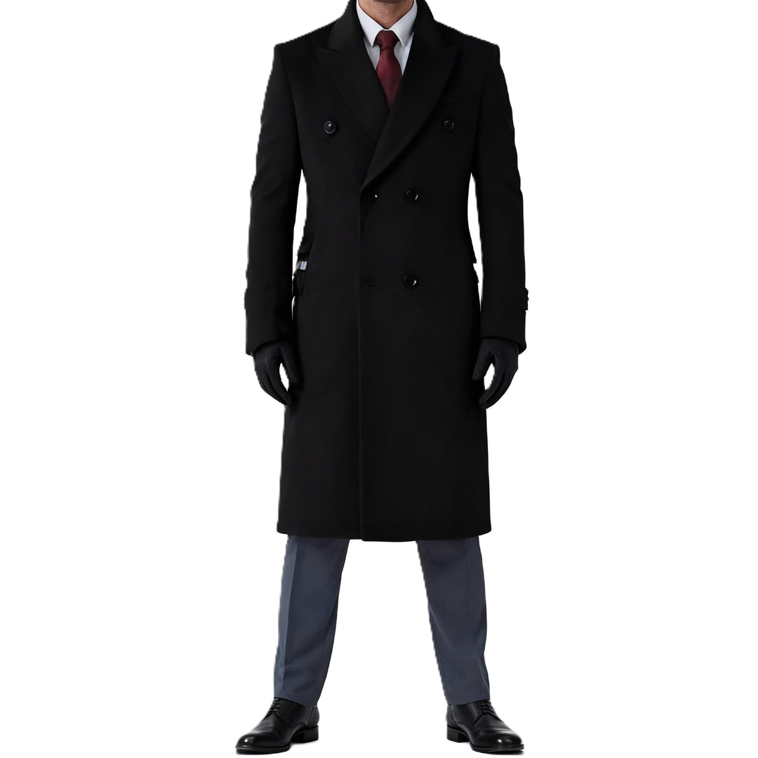 Herren Doppelreihiger City Mantel aus Wollmix mit taillierter Silhouette Nord Taschen