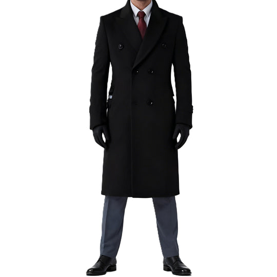 Herren Doppelreihiger City Mantel aus Wollmix mit taillierter Silhouette Nord Taschen