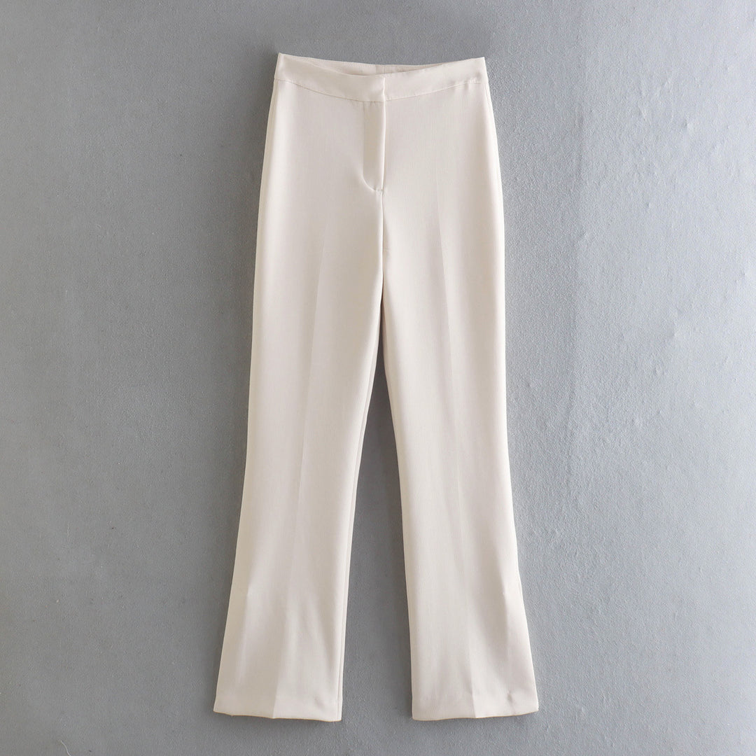 Damen Elegante Stretch-Hose mit geradem Bein und Bügelfalte Nord Taschen