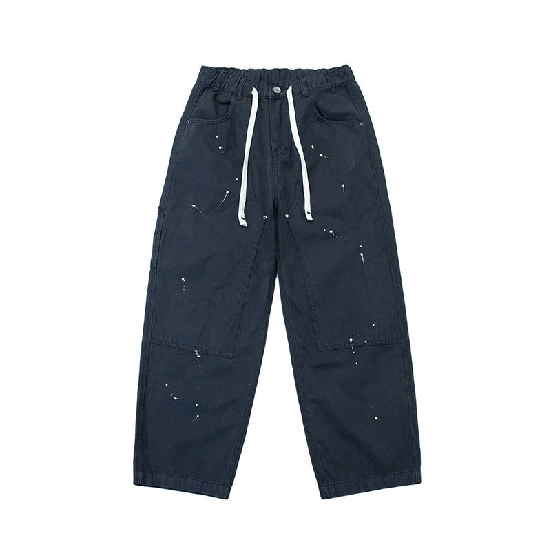 Unisex Weite Canvas-Hose mit elastischem Bund, Tunnelzug und Paint‑Splatter‑Details Nord Taschen