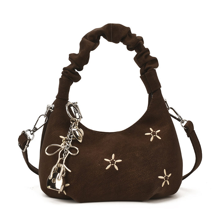 Damen modische Umhängetasche mit floralen Details und elastischem Tragegriff Nord Taschen