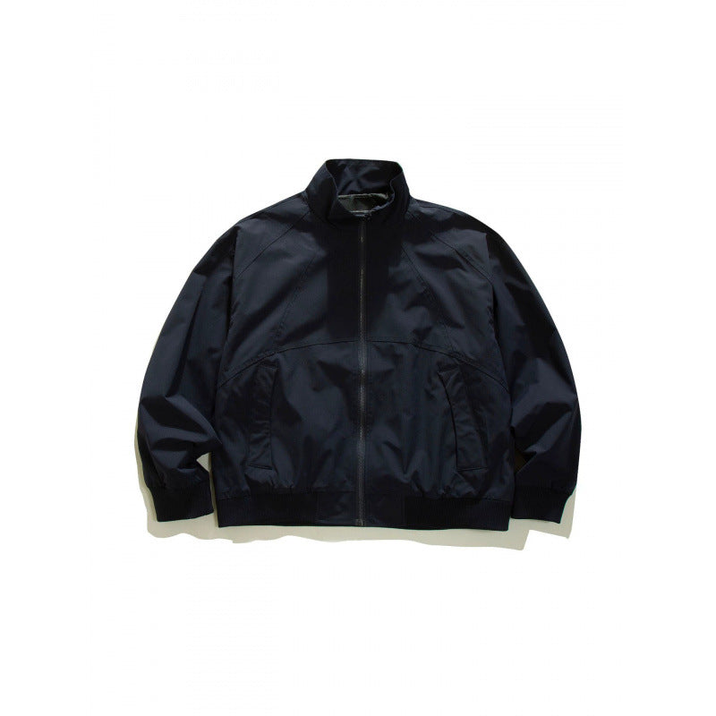 Herren Leichte Boxy-Trainingsjacke mit Stehkragen, Raglanärmeln und geripptem Saum Nord Taschen
