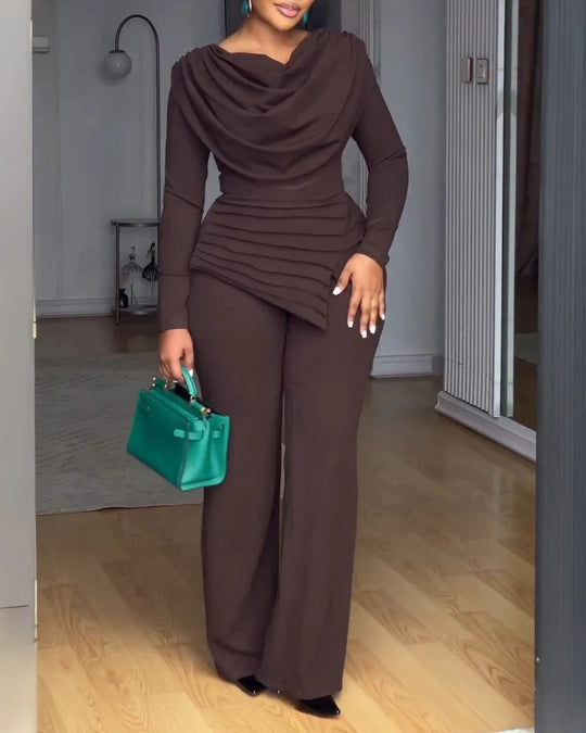 Damen Elegantes Wickel-Jumpsuit mit Drapierung Nord Taschen