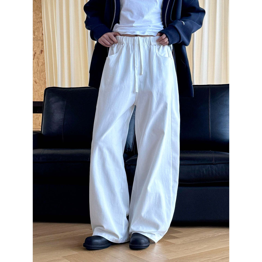 Damen Weite High‑Waist Relaxed-Hose mit Elastikbund, Zugband und Eingrifftaschen Nord Taschen