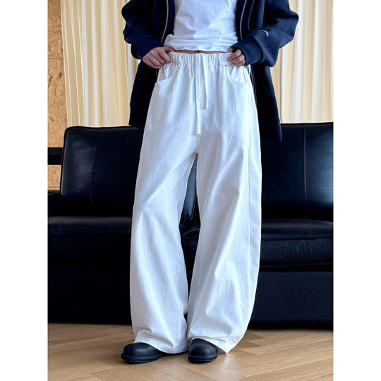 Damen Weite High‑Waist Relaxed-Hose mit Elastikbund, Zugband und Eingrifftaschen Nord Taschen