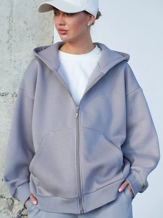 Damen Zip-Hoodie mit lässigem Schnitt und großen Taschen Nord Taschen