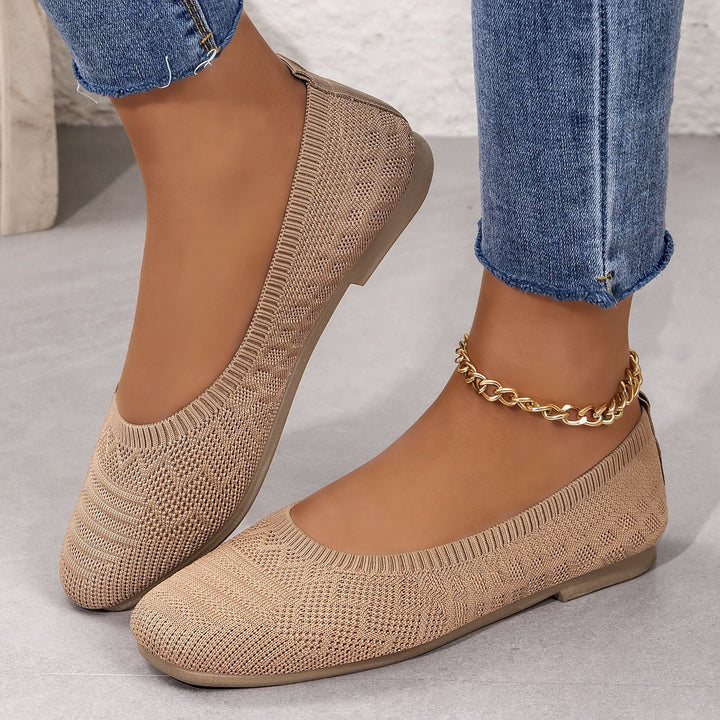 Damen Bequeme Ballerinas aus elastischem Strickmaterial mit flexibler Sohle