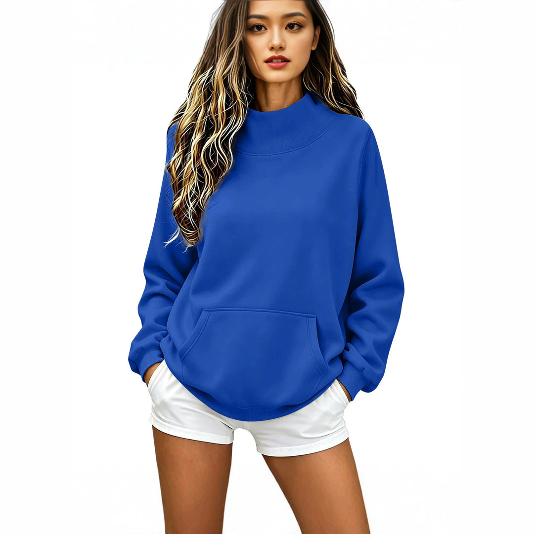 Damen Oversize Hoodie mit hohem Rollkragen und Kängurutasche Nord Taschen