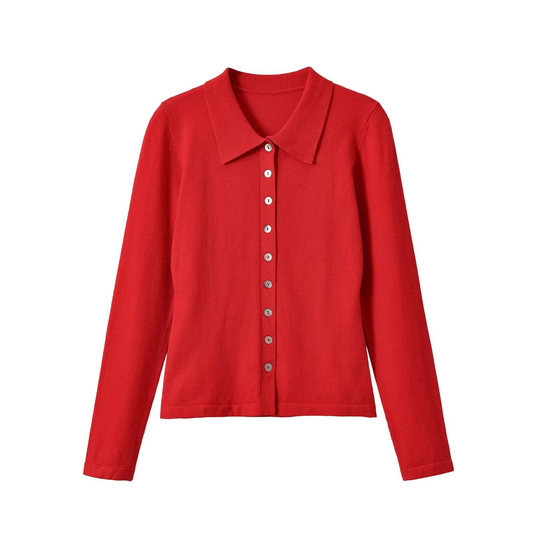 Damen Feinstrick-Cardigan mit Hemdkragen und durchgehender Knopfleiste Nord Taschen