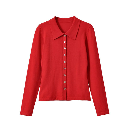 Damen Feinstrick-Cardigan mit Hemdkragen und durchgehender Knopfleiste Nord Taschen