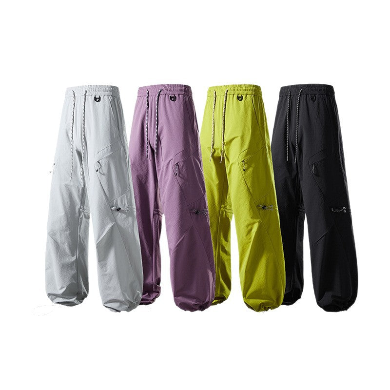 Herren Weite technische Cargo-Hose mit Kordelzug, Reißverschlusstaschen und regulierbarem Saum Nord Taschen