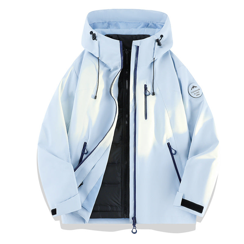 Damen Leichte wasserdichte Kapuzenjacke mit Teddy‑Charm und verdeckten Reißverschlusstaschen Nord Taschen