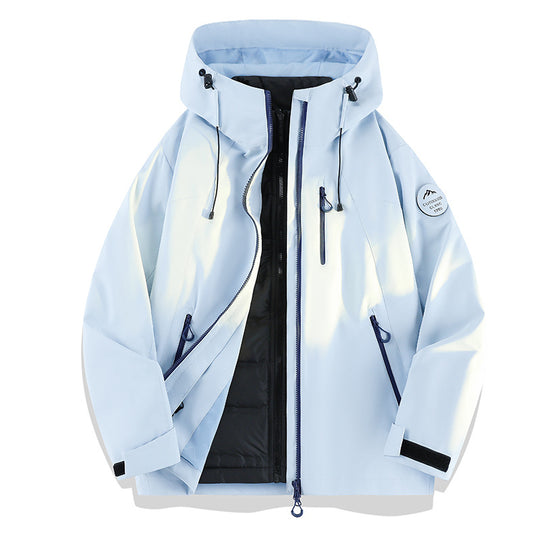 Damen Leichte wasserdichte Kapuzenjacke mit Teddy‑Charm und verdeckten Reißverschlusstaschen Nord Taschen