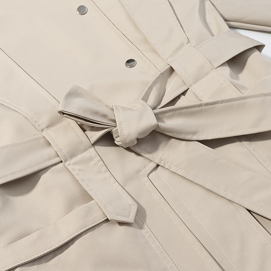 Damen Kurztrench mit Cape-Detail, Stehkragen und Bindegürtel Nord Taschen