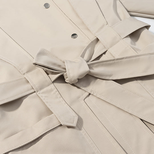 Damen Kurztrench mit Cape-Detail, Stehkragen und Bindegürtel Nord Taschen