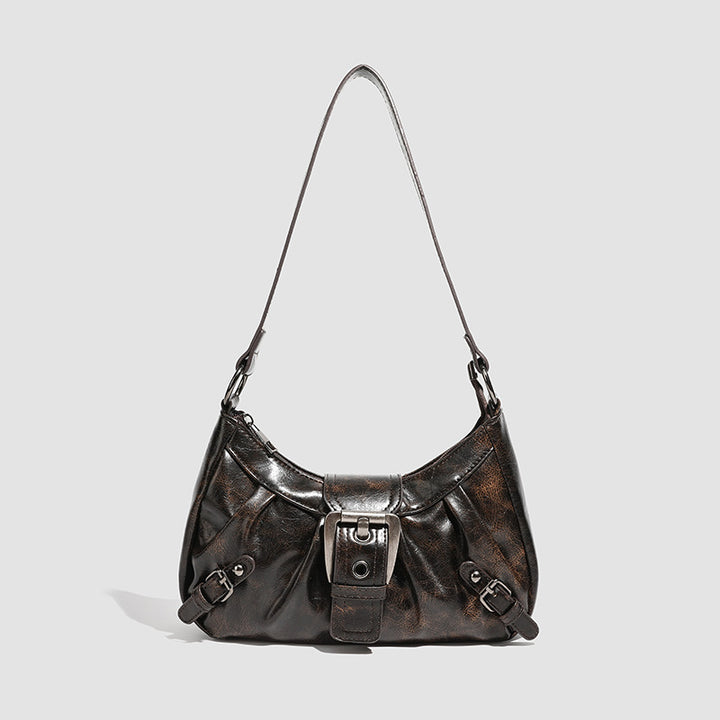 Damen Hobo-Tasche mit eleganter Faltenstruktur und glänzendem Buckle-Detail Nord Taschen